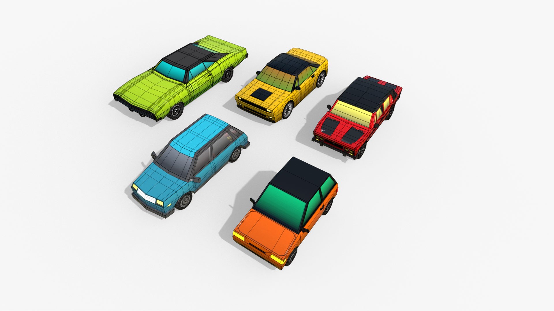 Collection of Low Poly cars model https://p.turbosquid.com/ts-thumb/5O/p4sSGg/RV/cars_wireframe/jpg/1712315269/1920x1080/fit_q87/1330c6b35c9b17e98eb7d896f75f65673cf6bfa4/cars_wireframe.jpg