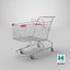 3D Detailed Red Metal Shopping Cart