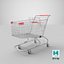 3D Detailed Red Metal Shopping Cart