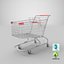 3D Detailed Red Metal Shopping Cart
