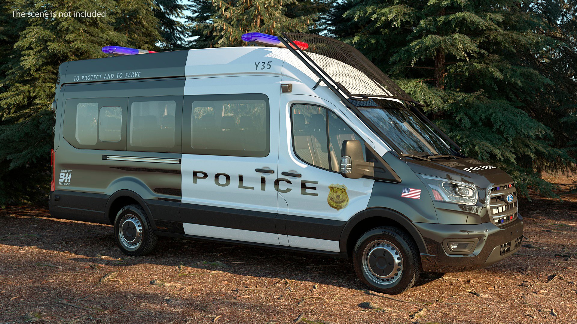 Police Ford Transit 2020 3D model preview