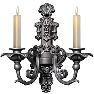 3D Forged indoor classic wall lamp sconce candlestick Candle Holder 3D model