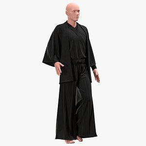 male Japanese clothes with texture and smart material 3D model