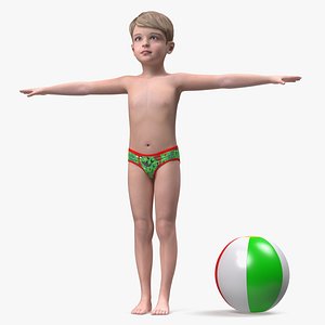 3D Child Boy Beach Style Rigged