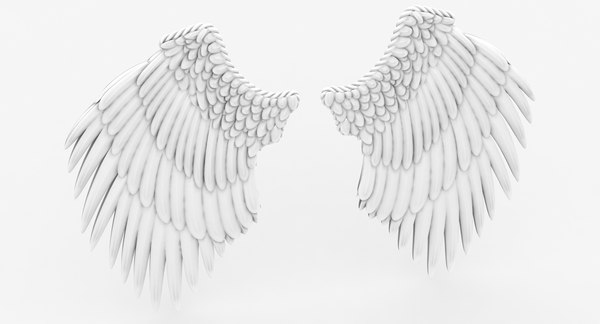 3d model realistic angel wings white