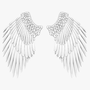 3d model realistic angel wings white