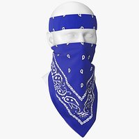 Bandana Face Cover On Mannequin with Headband Blue