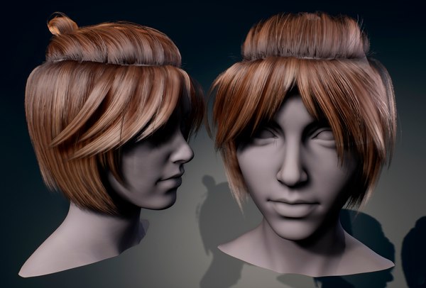 3D Real-time woman hair 2 Low-poly model