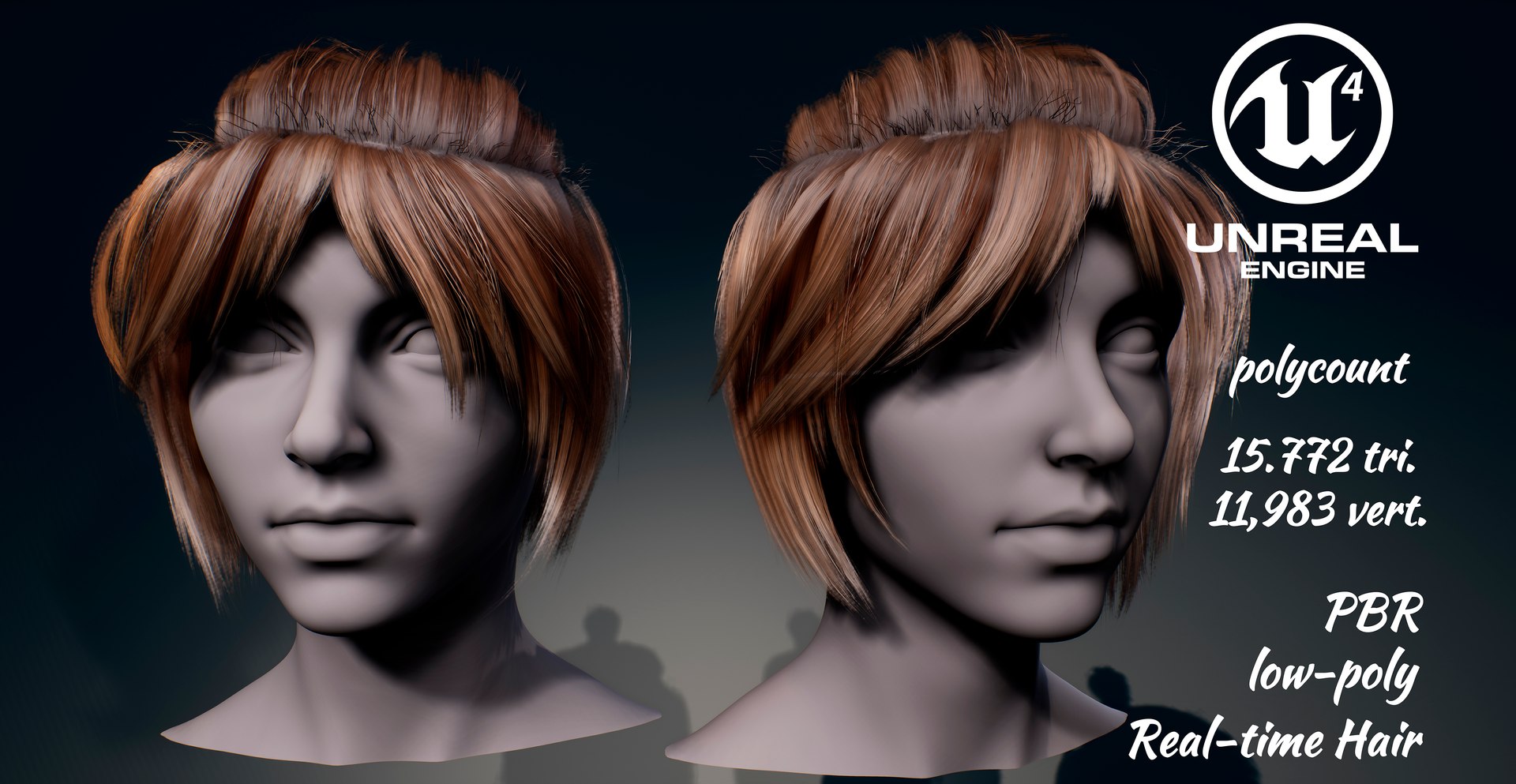 3D Real-time woman hair 2 Low-poly model - TurboSquid 1822598