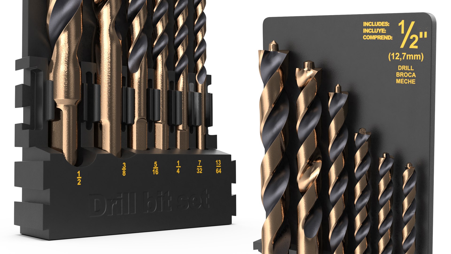 Gold Ferrous Pilot Point Drill Bit Set 3D Model TurboSquid 2078078