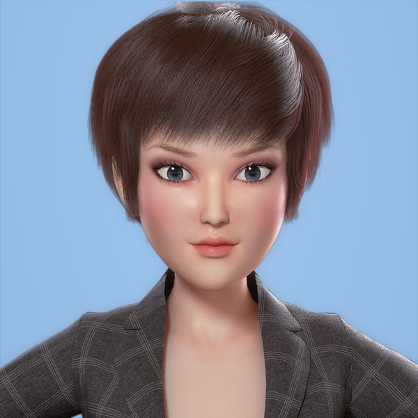 Cartoon Working women Girl model 3D