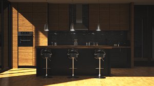 Black Modern Kitchen - High-Detail 3D Model 3D model