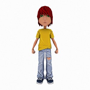 3d boy character rigged animation model