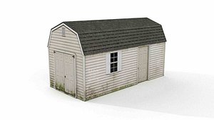 American-style Gambrel Roof Farm Storage Shed 3D model
