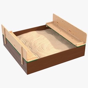 wooden sandpit bench seats 3D