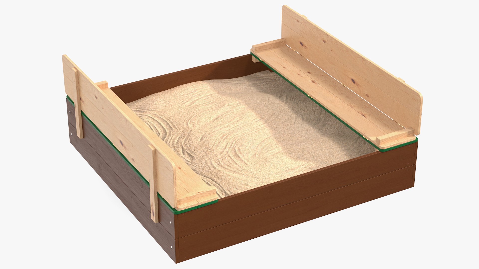 Wooden Sandpit with Bench Seats 3D model preview