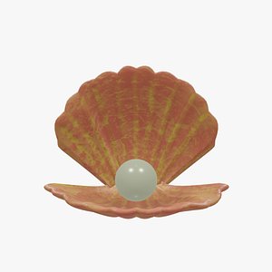 3D Orange sea shell