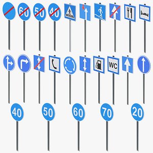Road Sign Poles Collection 3 3D