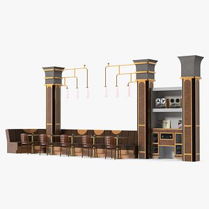 3D model Art Deco Restaurant Interior Section