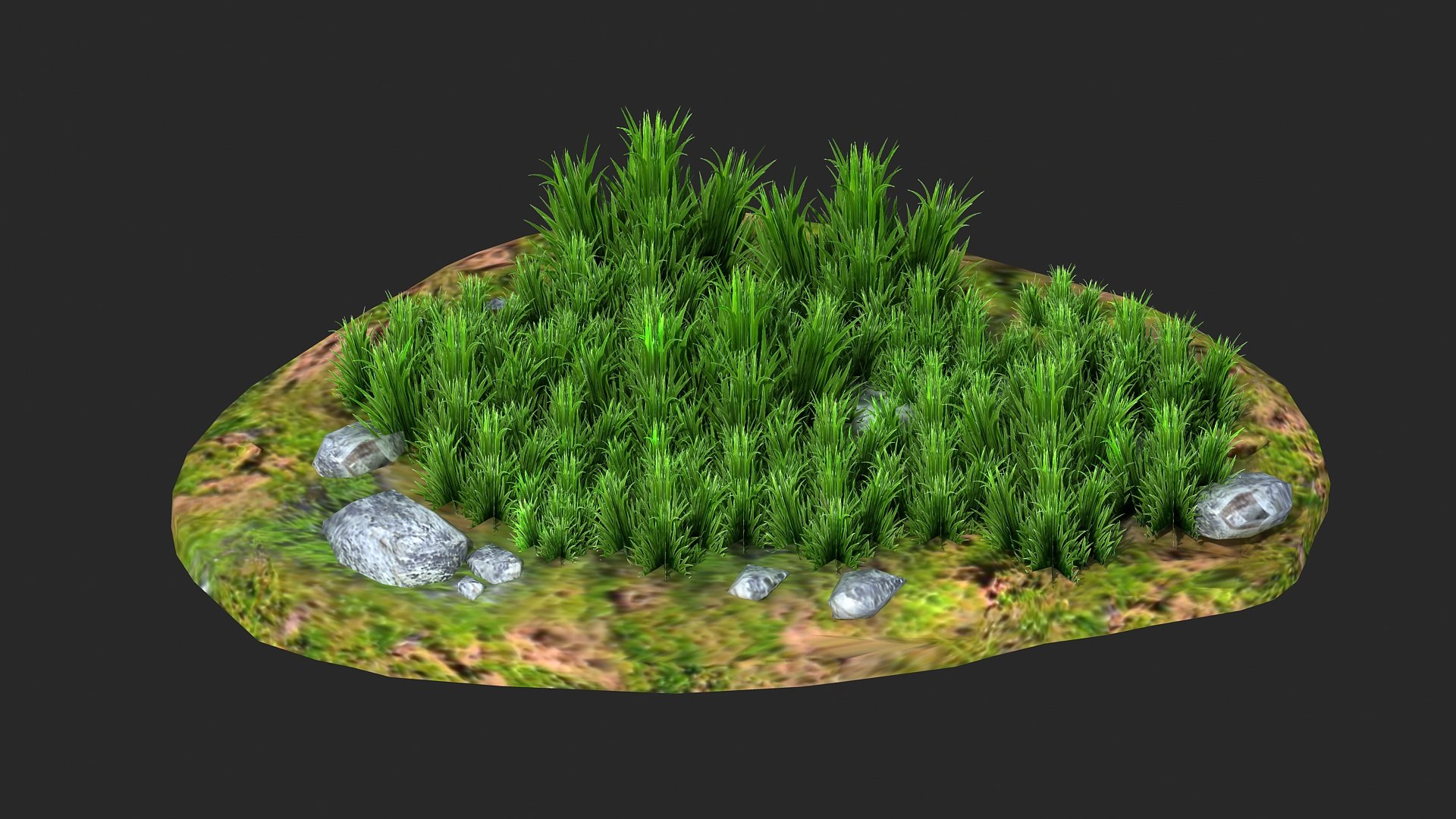 3D Grass Flower Grass Rocks Stones Realistic Grass Lawn - TurboSquid ...