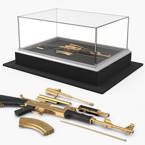 Exhibition Disassembled AK 47 in Gold
