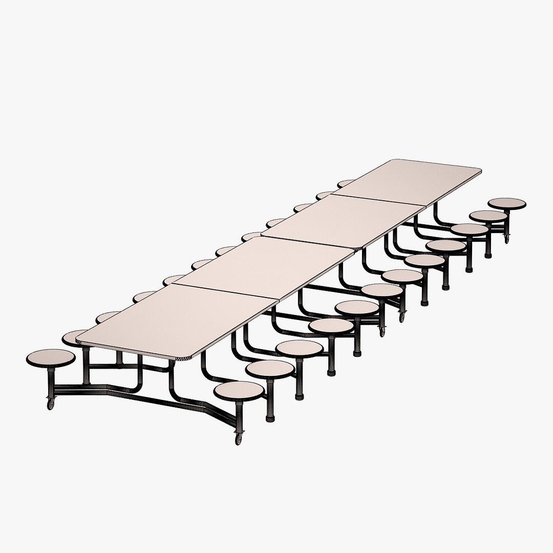 School Cafeteria Table Drawing with Students