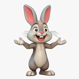 3D High-Quality Realistic Cute Cartoon Bunny