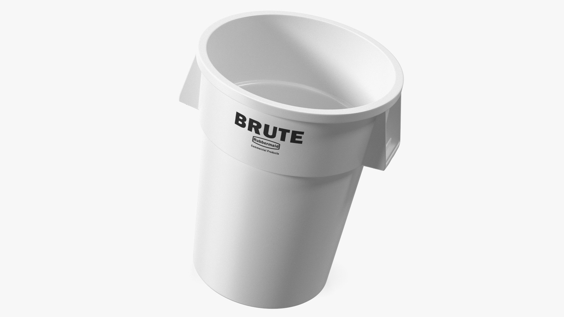 White Plastic Round Trash Can Rubbermaid 3D model preview