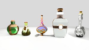 3D Stylized Magic Potion Bottles Pack