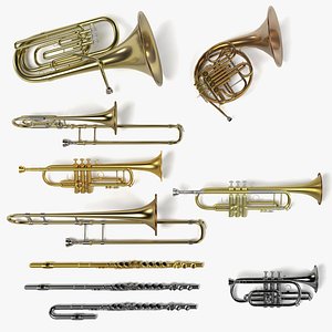 3d brass musical instruments
