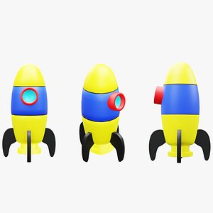 Kid-Friendly Cartoon Rocket Ship 3D model
