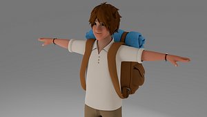 Stylized Adventure Boy Character 3D Model