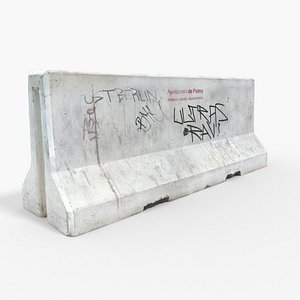 photoscanned concrete road barrier