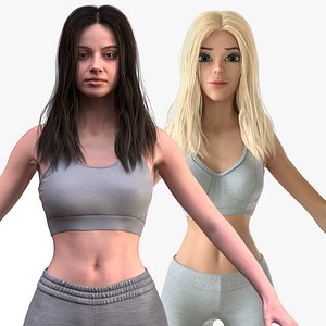 Realistic and Cartoon Sport Woman 3D model