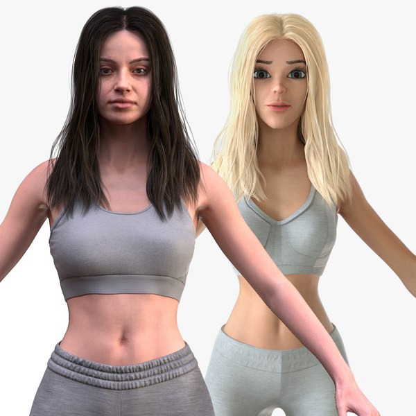 Mujer de dibujos animados ropa deportiva T-Pose Modelo 3D $149 - .3ds  .blend .c4d .fbx .ma .obj .max - Free3D