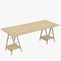 Desk on trestle supports