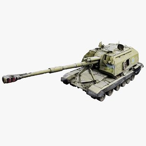Destroyed 2S19 Msta 152 mm self-propelled howitzer 3D model