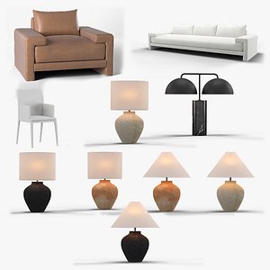 Crate and Barrel Lamp Chair Sofa Collection 3D