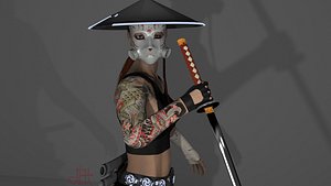 3D samurai woman model