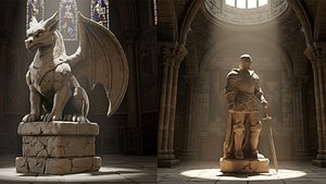 Ancient Stone Statue 10 Game-Ready Models model