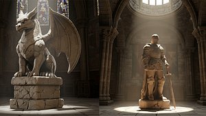 Ancient Stone Statue 10 Game-Ready Models