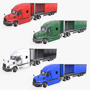 3D Truck 05 Chassis Curtainsider 4 Variant Collection All PBR Unity UE Textures