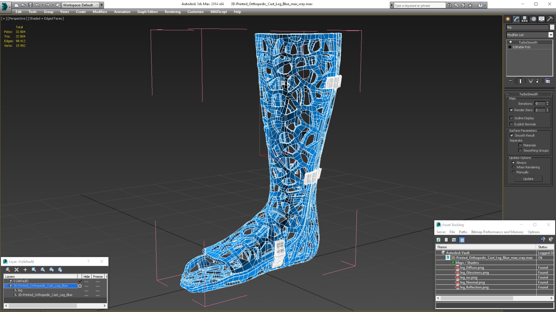 Blue Fiberglass Cast Leg 3D Model $39 - .max .3ds .fbx .obj .c4d