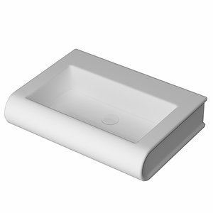 3D model wall hung rectangle wash basin