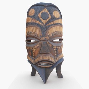 3D Ancient African Wood Mask