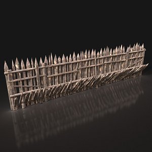 wooden palisade walls 3D