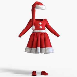 Santa Realistic Dress Shoes and Hat for Girls and Women 3D Model 3D model
