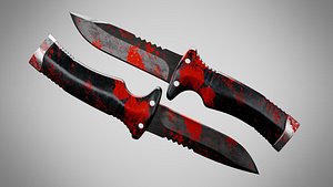 Knife 7 Grey FT With Blood 3D