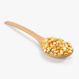 3D model wooden spoon corn seeds