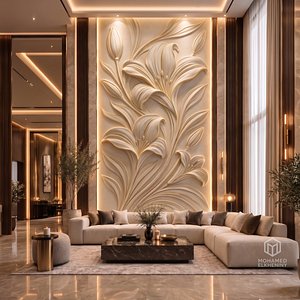 Modern Graceful Blooming Lily mural Relief Wall Panel STL CNC 114